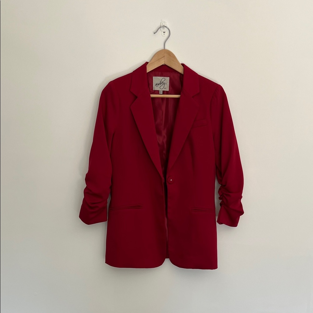 audrey 3+1 cranberry red blazer, size small